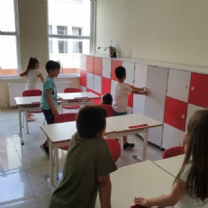 1st graders played game about English alphabet and numbers
